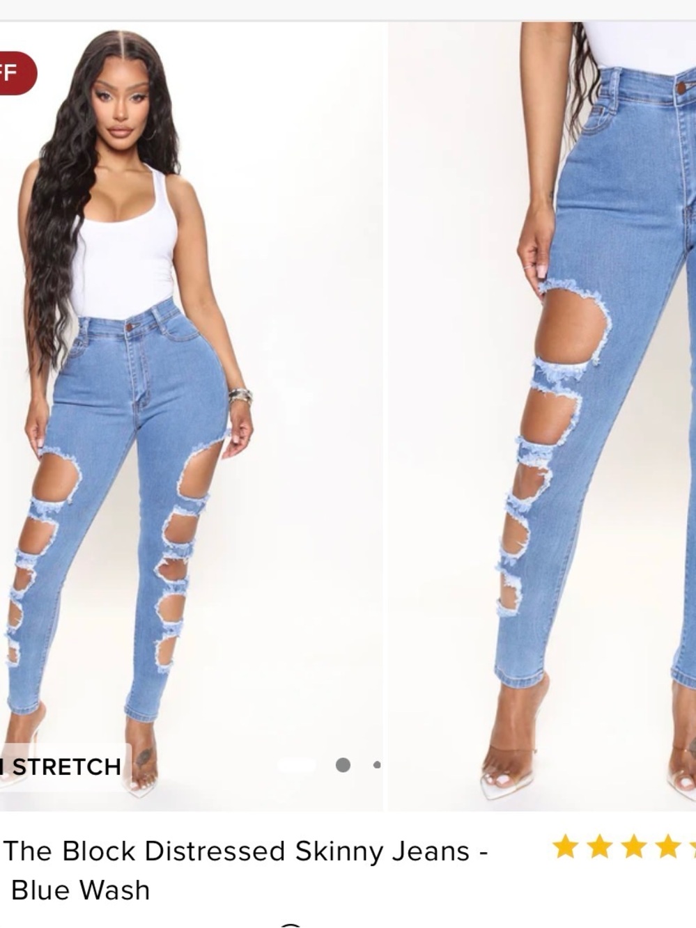 Fashion Nova High-Rise Distressed Skinny Jeans - Light Blue